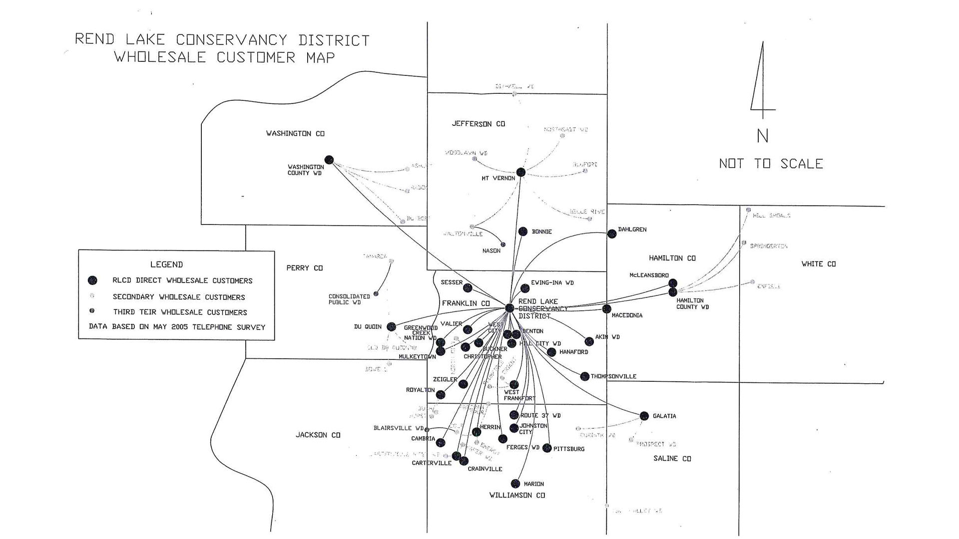rend lake water map